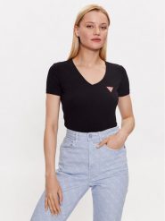 Guess T-Shirt W2YI45 J1314 Czarny Slim Fit. Czarne t-shirty Guess, s, z aplikacjami, z bawełny, bez kołnierzyka, bez ramiączek. Za 89.99 zł.