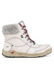 Mustang Botki 1290-607 Biały. Białe botki Mustang, bez wzorów, bez obcasa, na płaskiej podeszwie, bez zapięcia. Za 258.99 zł.