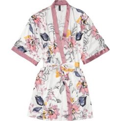 Szlafrok kimono satynowy. Szlafroki damskie bonprix, bez wzorów, z satyny, bez ramiączek. Za 109.99 zł.