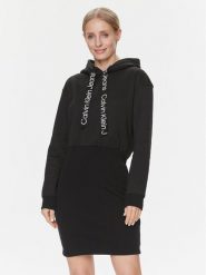 Calvin Klein Jeans Sukienka dzianinowa J20J221991 Czarny Regular Fit. Czarne sukienki Calvin Klein Jeans, xs, bez wzorów, z dzianiny, bez kołnierzyka, bez ramiączek. Za 569.99 zł.