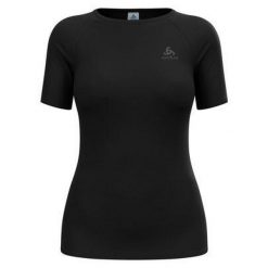 Koszulka termoaktywna damska Odlo Merino PW 140 Seamless BL Top Crew Neck SS. Czarne bielizna termoaktywna damska ODLO, l, bez wzorów, sportowe, bez kołnierzyka, bez ramiączek. Za 370.99 zł.