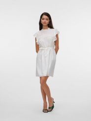 Vero Moda Sukienka w kolorze białym rozmiar: S. Białe sukienki Vero Moda, s, bez wzorów, z bawełny, bez kołnierzyka, bez ramiączek, mini. Za 127.95 zł.