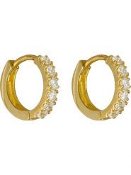 OR ÉCLAT Złote kolczyki-kreole "Quality" z cyrkoniami rozmiar: onesize. Białe kolczyki Or Éclat, z cyrkonią, złote. Za 459.04 zł.