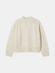 Sweter z półgolfem z domieszką wełny - kremowy. Białe swetry Sinsay, l, bez wzorów, z wełny, bez ramiączek. Za 59.99 zł.