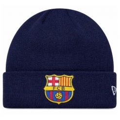 FC Barcelona x New Era czapka zimowa junior granatowa. Niebieskie czapki zimowe FC Barcelona, bez wzorów, sportowe. Za 129.00 zł.