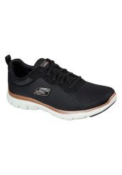 Buty do chodzenia damskie Skechers Flex Appeal 40. Czarne buty treningowe Skechers, na lato, bez wzorów, z jeansu, bez zapięcia, trekkingowe. Za 278.00 zł.