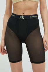 Calvin Klein Underwear szorty damskie kolor czarny z nadrukiem high waist. Czarne szorty Calvin Klein Underwear, bez wzorów. W wyprzedaży za 69.99 zł.
