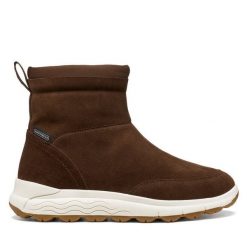 Botki Geox. Brązowe botki Geox, bez wzorów, bez obcasa, na płaskiej podeszwie, bez zapięcia. Za 769.99 zł.