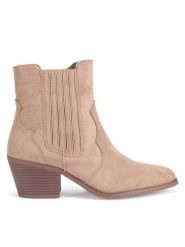 JENNY Botki WS22390-01 Beżowy. Brązowe botki Jenny, bez wzorów, bez obcasa, na słupku, bez zapięcia. Za 118.99 zł.