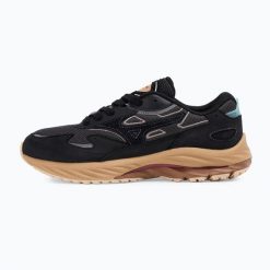 Buty Mizuno Wave Rider. Czarne buty do biegania Mizuno, bez wzorów, z gumy, bez zapięcia, do biegania, mizuno wave. Za 879.99 zł.