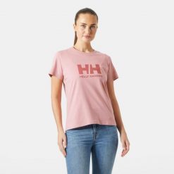 Koszulka damska Helly Hansen Logo 3.0. Czerwone t-shirty sportowe Helly Hansen, bez wzorów, bez ramiączek. Za 189.50 zł.