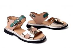 Artiker Relaks 58C0299 gold/apricot/green, sandały damskie. Brązowe sandały Artiker Relaks, bez wzorów, ze skóry, bez obcasa, bez zapięcia. Za 239.90 zł.