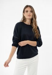 Luźna bluza z dżetami B-KIM. Niebieskie bluzy Volcano, m, bez wzorów, z elastanu, klasyczne, bez ramiączek, bez kaptura. Za 149.99 zł.