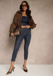 Granatowe Dopasowana Jeansy Skinny z Bawełną o Długości 3/4 Baliera. Niebieskie jeansy Renee, l, bez wzorów, z bawełny, klasyczne. W wyprzedaży za 43.99 zł.