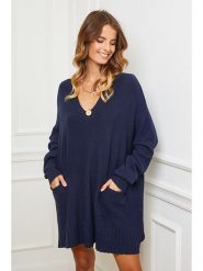 Joséfine Sukienka dzianinowa "Farjo" w kolorze niebieskim rozmiar: M. Niebieskie sukienki Joséfine, m, bez wzorów, z dzianiny, bez kołnierzyka, bez ramiączek, mini. Za 178.37 zł.