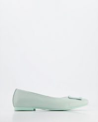 BALERINY Z KLAMRĄ 222185 LIGHT BLU. Baleriny Venezia, bez wzorów, ze skóry, bez obcasa, bez zapięcia. Za 149.00 zł.