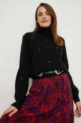Answear Lab sweter damski kolor czarny ciepły z golfem. Czarne swetry Answear Lab, m, z aplikacjami, z dzianiny, bez ramiączek. W wyprzedaży za 173.99 zł.