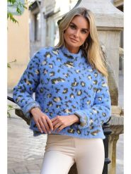Bleu d'Azur Sweter "Ada" w kolorze niebieskim rozmiar: 36/38. Niebieskie swetry Bleu d'Azur, w ażurowe wzory, bez ramiączek. Za 96.83 zł.