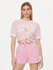 Guess T-Shirt V4GI00 I3Z14 Różowy Boxy Fit. Czerwone t-shirty Guess, xl, z aplikacjami, z bawełny, bez kołnierzyka, bez ramiączek. Za 139.99 zł.