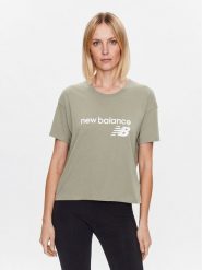 New Balance T-Shirt Stacked WT03805 Zielony Relaxed Fit. Zielone t-shirty New Balance, xs, bez wzorów, z bawełny, bez kołnierzyka, bez ramiączek. Za 89.99 zł.