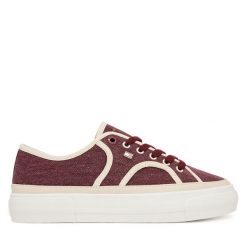 Tenisówki Tommy Hilfiger. Czerwone trampki Tommy Hilfiger, bez wzorów, bez zapięcia. Za 409.99 zł.