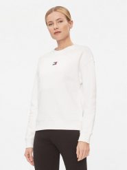 Tommy Jeans Bluza Badge DW0DW17325 Biały Boxy Fit. Białe bluzy Tommy Jeans, l, bez wzorów, z bawełny, bez kaptura. Za 229.99 zł.