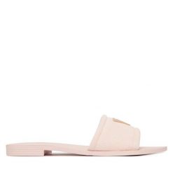 Klapki Guess. Czerwone klapki Guess, z aplikacjami, bez obcasa, bez zapięcia. Za 162.99 zł.
