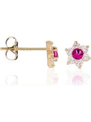 OR ÉCLAT Złote kolczyki-wkrętki "Le Messager Rouge" z cyrkoniami rozmiar: onesize. Żółte kolczyki Or Éclat, z cyrkonią, złote. Za 347.99 zł.