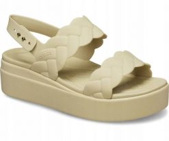 Sandały dla Kobiet Crocs Brooklyn Woven Upper Low Wedge. Brązowe sandały Crocs, bez wzorów, z materiału, eleganckie, bez obcasa, na platformie, bez zapięcia. Za 159.99 zł.