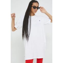 Superdry sukienka bawełniana kolor biały mini oversize. Białe sukienki Superdry, l, bez wzorów, z bawełny, bez kołnierzyka, bez ramiączek, mini, oversize. W wyprzedaży za 149.99 zł.