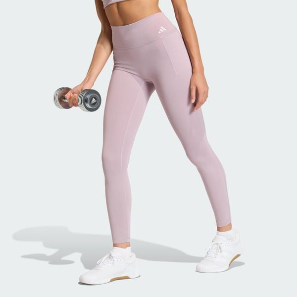 Legginsy treningowe Optime Workout Full Length. Zielone legginsy adidas, bez wzorów, z elastanu, eleganckie. Za 121.73 zł.