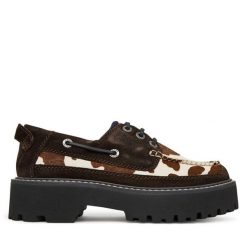 Półbuty Tommy Jeans. Brązowe półbuty wsuwane Tommy Jeans, bez wzorów, z jeansu, bez obcasa, na płaskiej podeszwie. Za 649.99 zł.