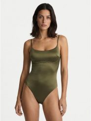 Calvin Klein Swimwear Strój kąpielowy LV00Q61120 Khaki. Brązowe stroje jednoczęściowe Calvin Klein Swimwear, bez wzorów, z syntetyku. Za 529.99 zł.