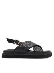DeeZee Sandały Donna H86009-9 Czarny. Czarne sandały DeeZee, bez wzorów, ze skóry, bez obcasa, na płaskiej podeszwie, bez zapięcia. Za 119.99 zł.