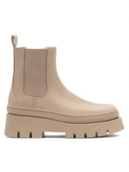 DeeZee Sztyblety LARA H230208-1 Beżowy. Brązowe botki DeeZee, bez wzorów, z materiału, bez obcasa, na płaskiej podeszwie, bez zapięcia. Za 119.99 zł.