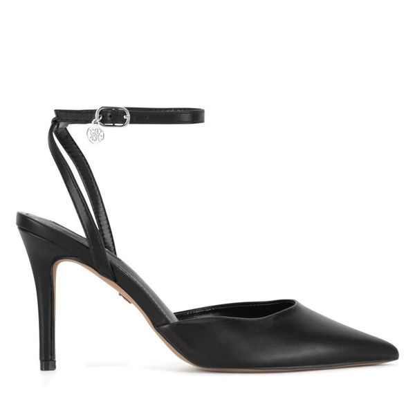 Szpilki Nine West. Czarne sandały Nine West, bez wzorów, bez obcasa, na szpilce, bez zapięcia. Za 229.99 zł.