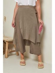 Curvy Lady Lniane spodnie w kolorze szarobrązowym rozmiar: 44/46. Brązowe spodnie materiałowe Curvy Lady, bez wzorów, ze lnu, klasyczne, z podwyższonym stanem. Za 169.95 zł.