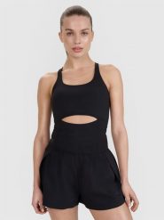 4F Top treningowy slim szybkoschnący damski 4F x Anna Lewandowska - czarny S. Czarne topy sportowe 4f, s, bez wzorów, z dzianiny, na fitness i siłownię. Za 99.99 zł.