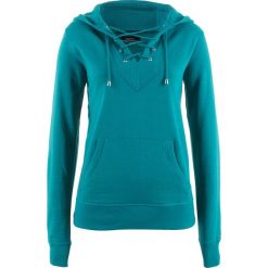 Bluza z kapturem i sznurowaniem bonprix kobaltowo-turkusowy. Bluzy marki INOVIK. Za 59.99 zł.