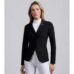 Damska kurtka konkursowa Premier Equine Cristalli. Czarne kurtki PREMIER EQUINE, s, bez wzorów, z materiału, eleganckie, bez kaptura. Za 701.00 zł.