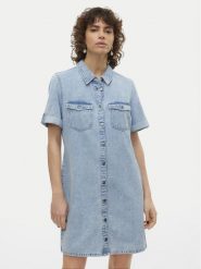 Vero Moda Sukienka jeansowa Jennie 10309665 Niebieski Regular Fit. Niebieskie sukienki Vero Moda, s, bez wzorów, z bawełny, bez kołnierzyka, bez ramiączek. Za 129.99 zł.