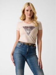 Guess T-Shirt 182454 Beżowy Classic Fit. Brązowe t-shirty Guess, xs, z aplikacjami, bez kołnierzyka, bez ramiączek. Za 194.99 zł.