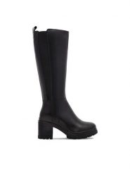 Lasocki Kozaki WI16-24474-03 Czarny. Czarne kozaki Lasocki, bez wzorów, z materiału, bez obcasa, na słupku, bez zapięcia. Za 257.99 zł.