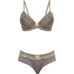 Biustonosz usztywniany + figi "panty" (2 części) bonprix jasnooliwkowy. Bokserki damskie marki bonprix. Za 69.99 zł.