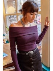 Happiness Istanbul Sweter w kolorze fioletowym rozmiar: onesize. Różowe swetry Happiness Istanbul, bez wzorów, z bawełny, bez ramiączek. Za 43.99 zł.