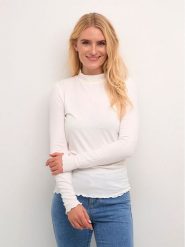 Kaffe Bluzka Kadrew Turtleneck 10507922 Biały Shaped Fit. Białe bluzki Kaffe, m, bez wzorów, z wiskozy, bez kołnierzyka, bez ramiączek. Za 79.99 zł.
