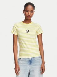 Guess Jeans T-Shirt W6YI60 K6413 Żółty Regular Fit. Żółte t-shirty Guess Jeans, xs, z aplikacjami, z bawełny, bez kołnierzyka, bez ramiączek. Za 179.99 zł.