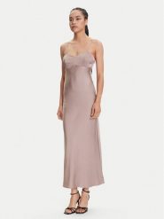 Guess Sukienka wieczorowa W5YK35 WHEZ2 Beżowy Slim Fit. Brązowe sukienki Guess, s, z aplikacjami, z wiskozy, wizytowe, bez kołnierzyka, bez ramiączek. Za 389.99 zł.