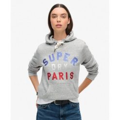 Bluza z kapturem z błyszczącym logo graficznym. Szare bluzy z kapturem Superdry, bez wzorów, z kapturem. W wyprzedaży za 271.80 zł.