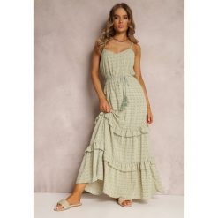 Zielona Sukienka Ailbhe. Zielone sukienki Renee, l, z aplikacjami, boho, bez kołnierzyka, bez ramiączek, maxi. W wyprzedaży za 99.99 zł.